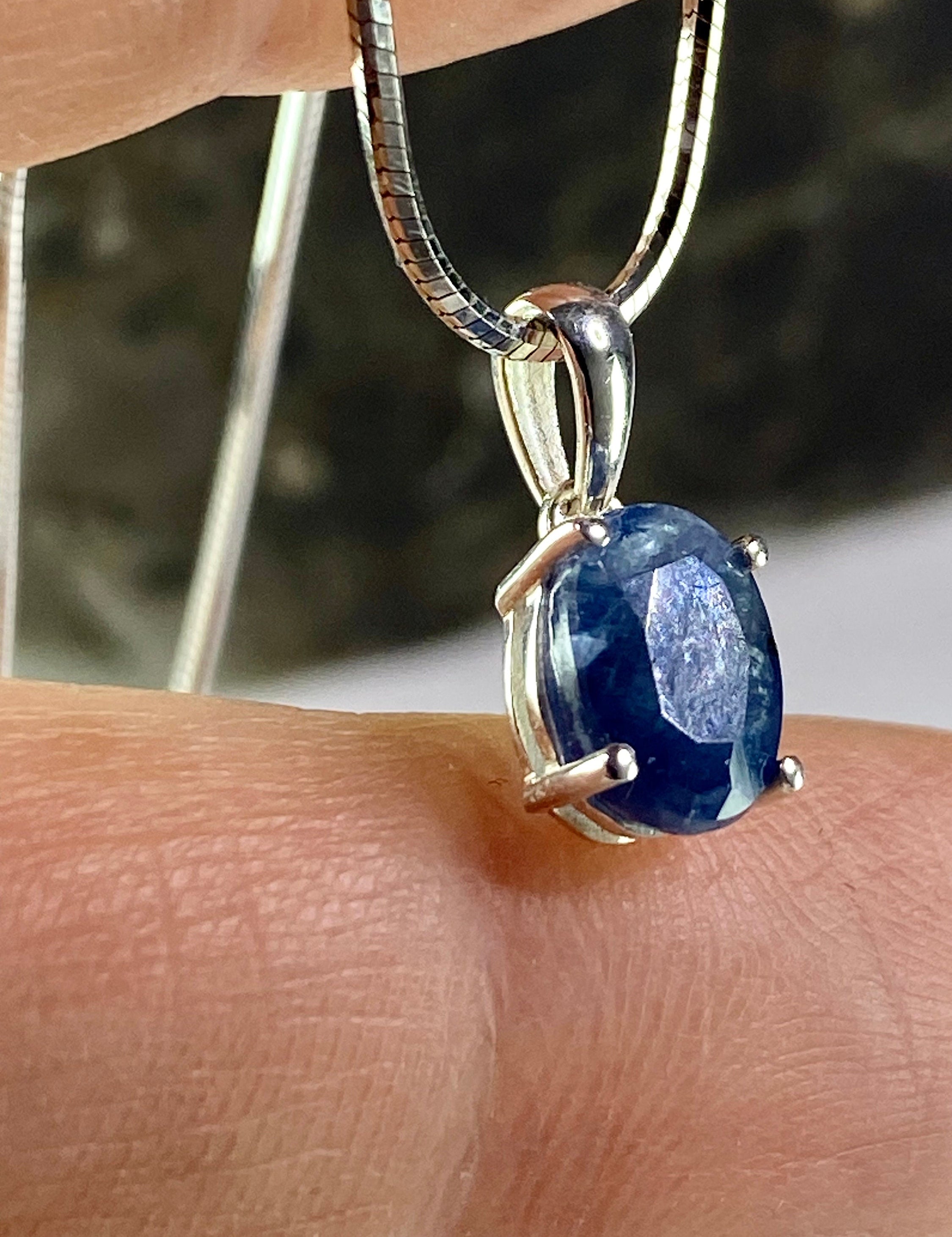 Raw Sapphire and Silver Pendant