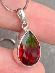 Watermelon Tourmaline Silver Teardrop Pendant