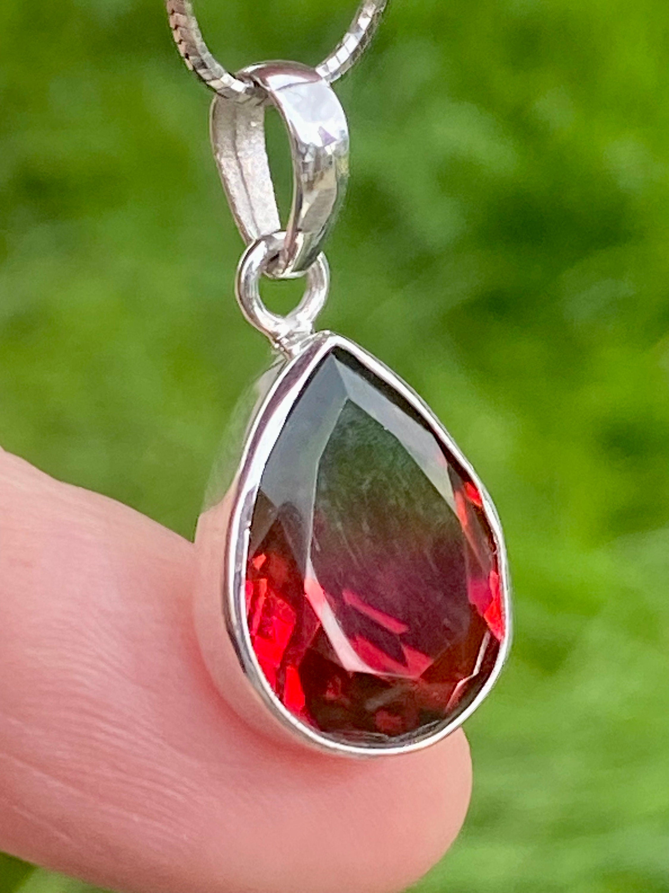 Watermelon Tourmaline Silver Teardrop Pendant