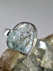 Raw Aquamarine and Silver Ring