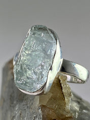 Raw Aquamarine and Silver Ring