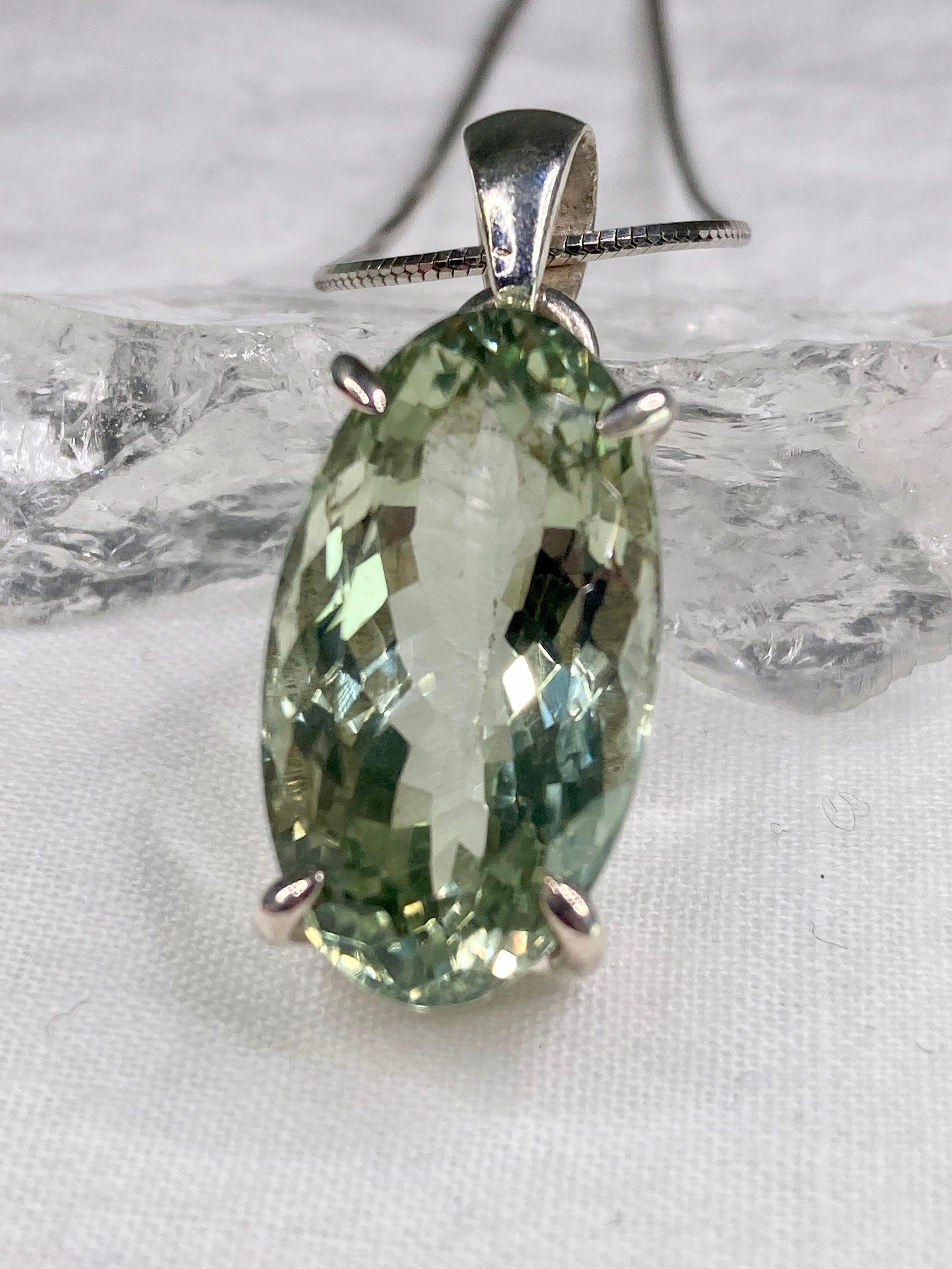 Green Amethyst (Prasiolite ) and Silver Pendant