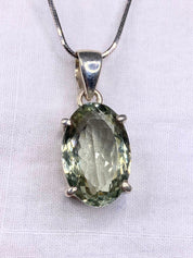 Green Amethyst (Prasiolite ) and Silver Pendant