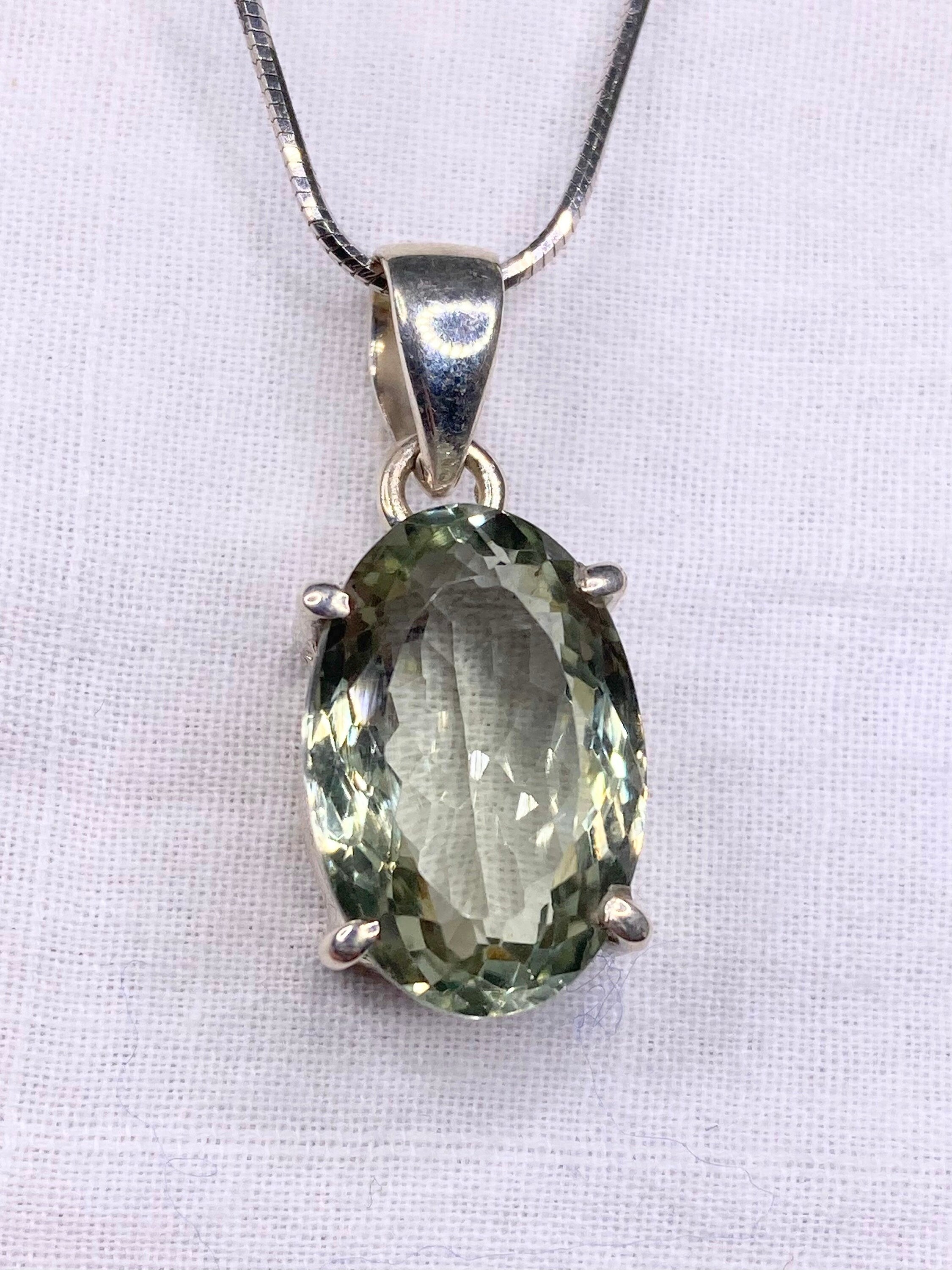 Green Amethyst (Prasiolite ) and Silver Pendant