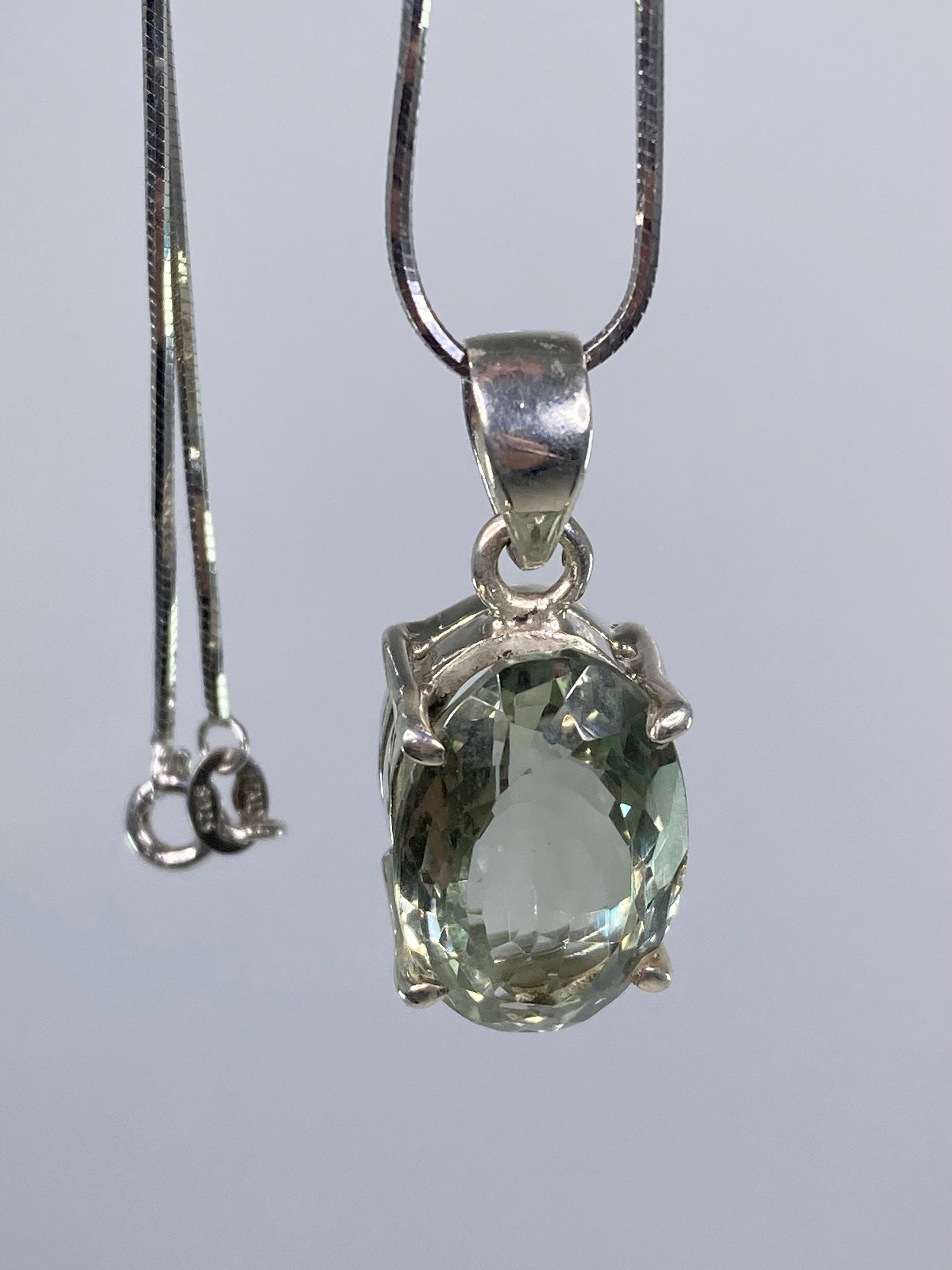 Green Amethyst (Prasiolite ) and Silver Pendant