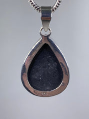 Natural Raw Black Tourmaline and Silver Pendant (F)