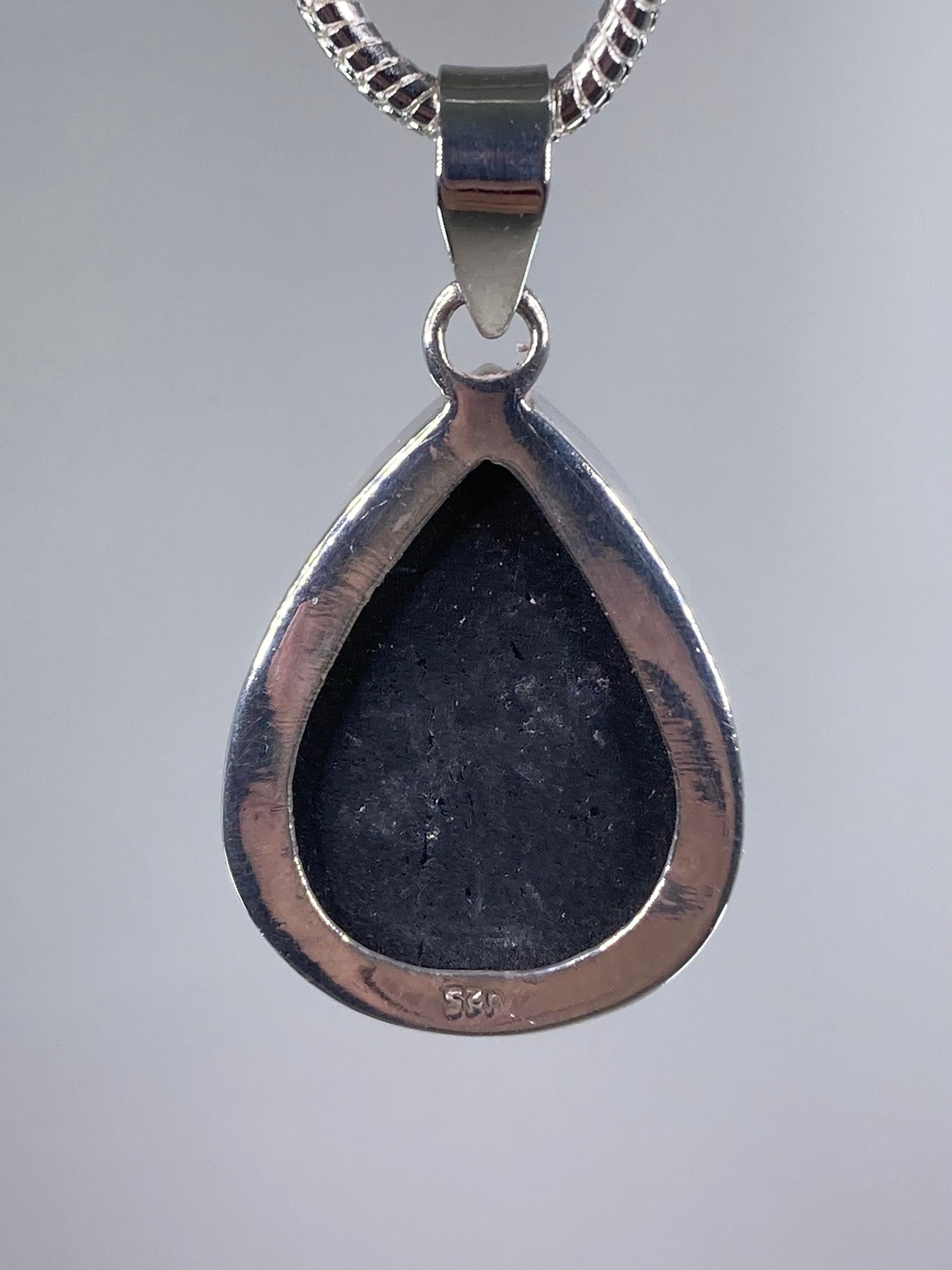 Natural Raw Black Tourmaline and Silver Pendant (F)
