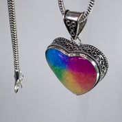 Rainbow Solar Quartz and Silver Pendant Including the Classic Snake Chain