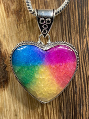 Rainbow Solar Quartz and Silver Pendant Including the Classic Snake Chain