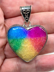 Rainbow Solar Quartz and Silver Pendant Including the Classic Snake Chain