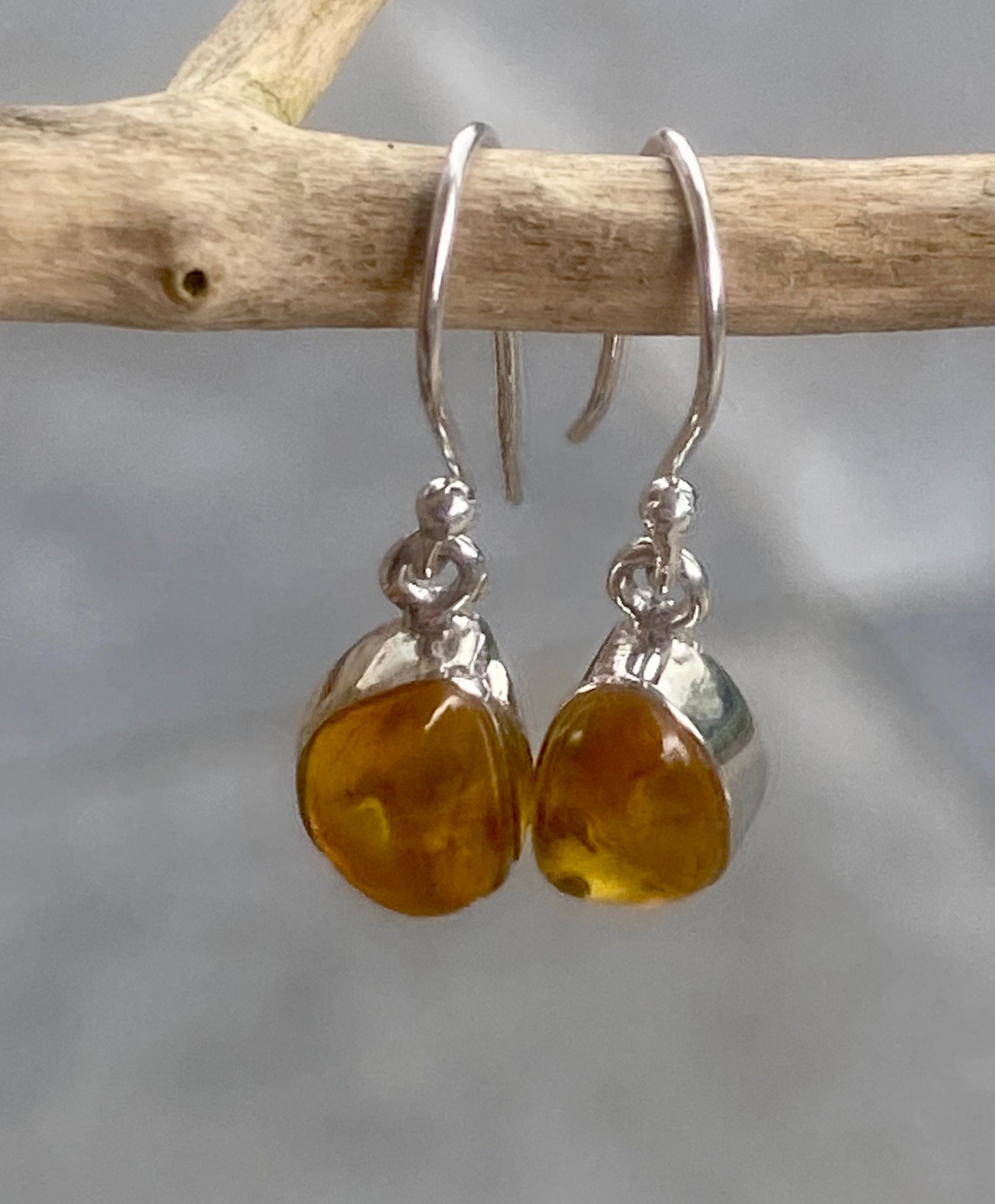 Baltic Amber Sterling Silver Drop Earrings