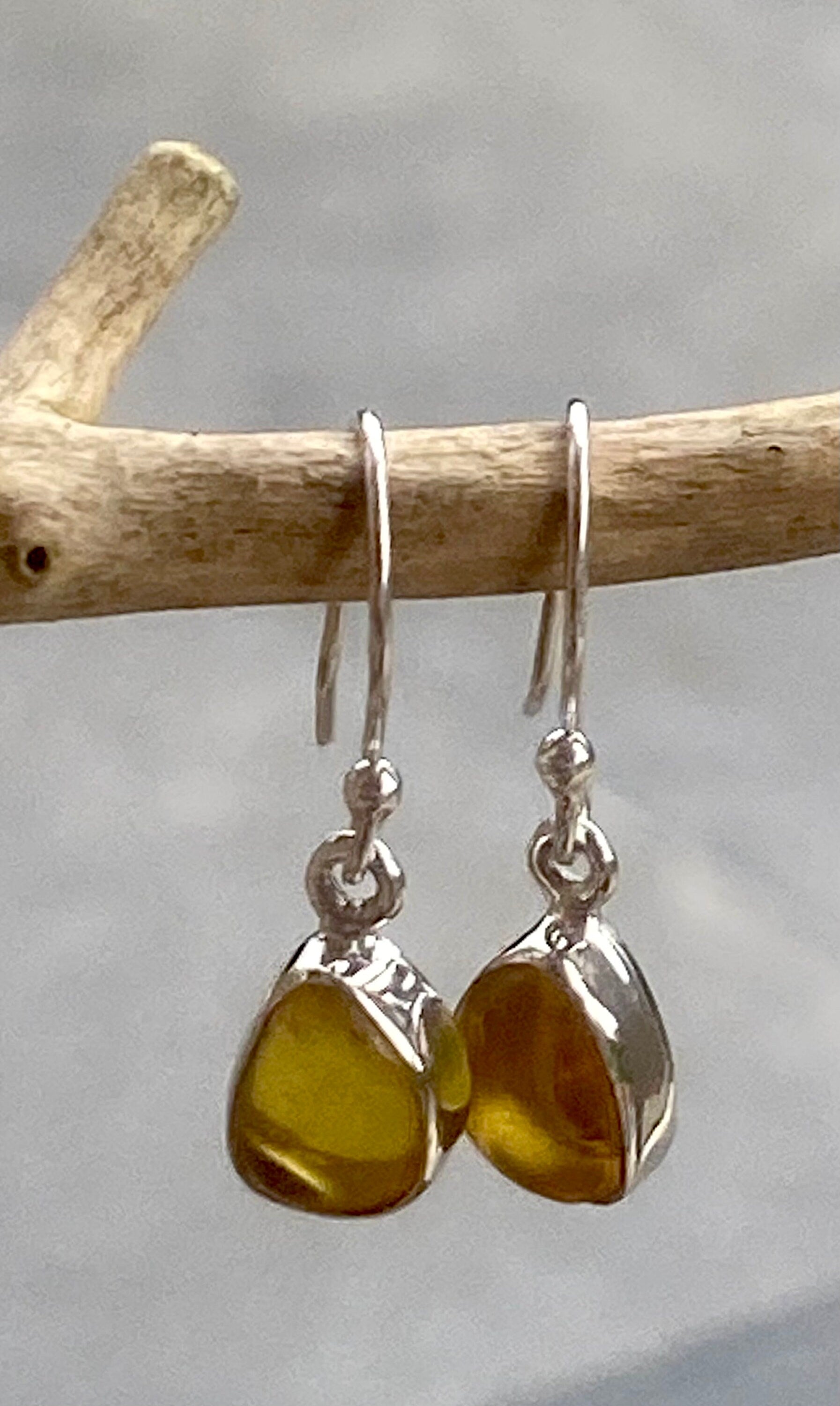 Baltic Amber Sterling Silver Drop Earrings