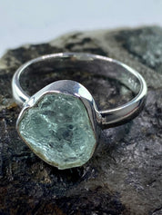 Raw Aquamarine and Silver Ring