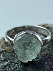 Raw Aquamarine and Silver Ring