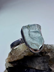 Raw Aquamarine and Silver Ring