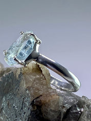 Raw Aquamarine and silver ring