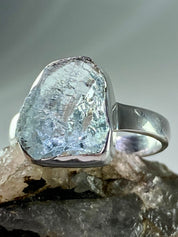 Raw Aquamarine and Silver Ring