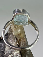 Raw Aquamarine and Silver Ring