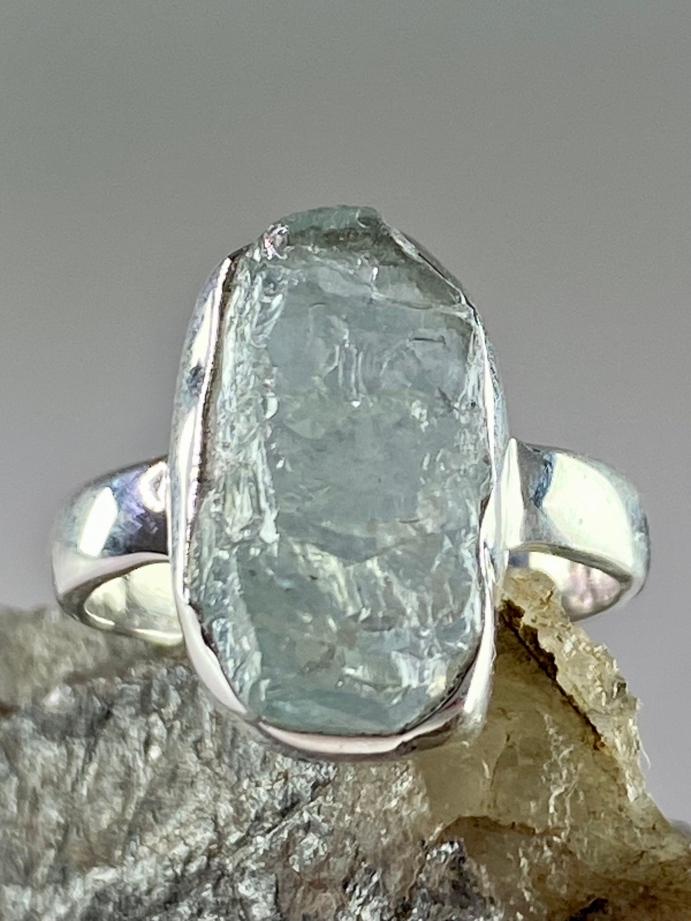 Raw Aquamarine and Silver Ring