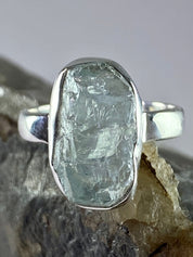 Raw Aquamarine and Silver Ring