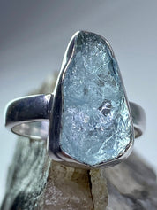 Raw Aquamarine and Silver Ring