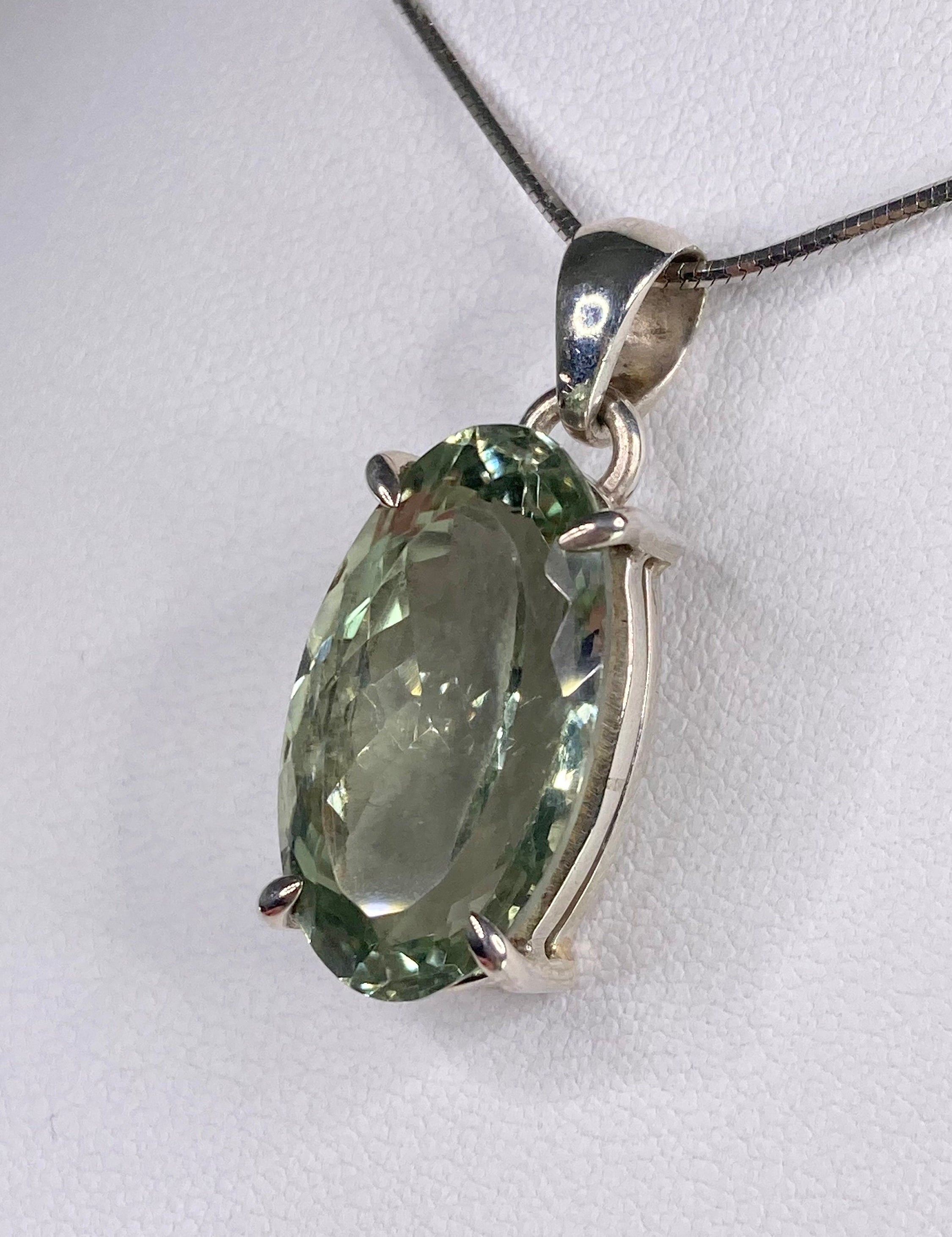Green Amethyst (Prasiolite ) and Silver Pendant