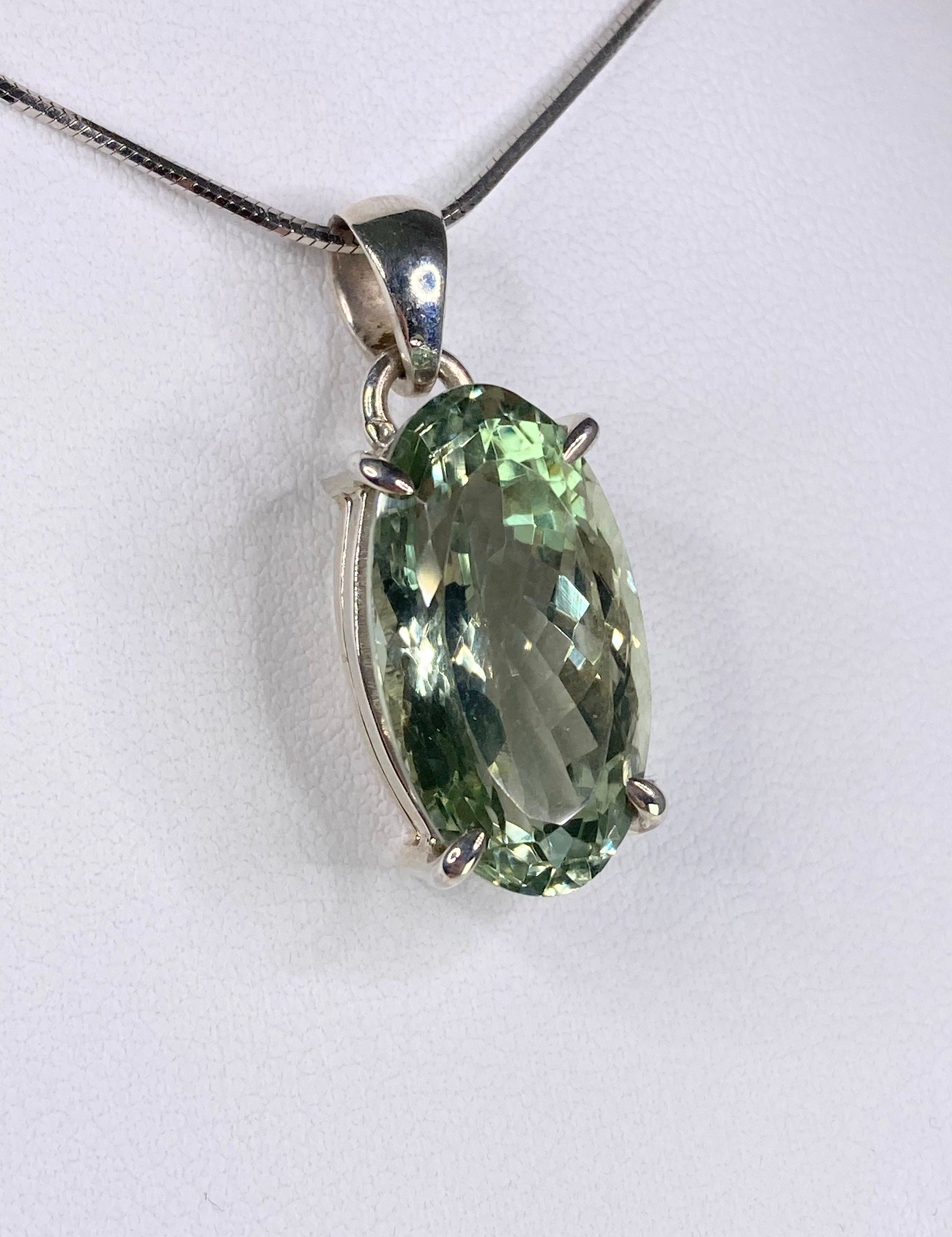 Green Amethyst (Prasiolite ) and Silver Pendant