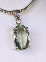 Green Amethyst (Prasiolite ) and Silver Pendant including the Classic Snake Chain