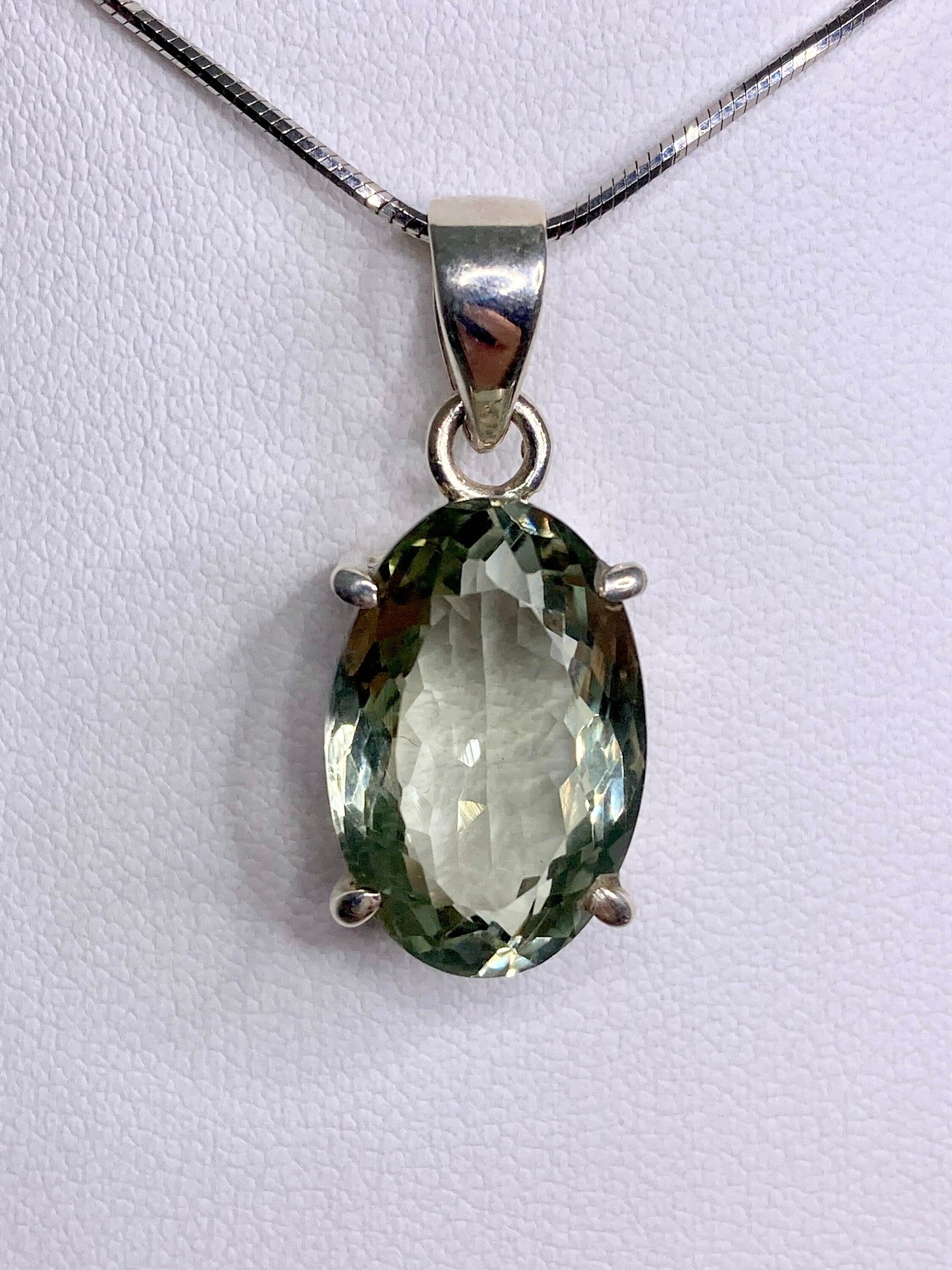 Green Amethyst (Prasiolite ) and Silver Pendant