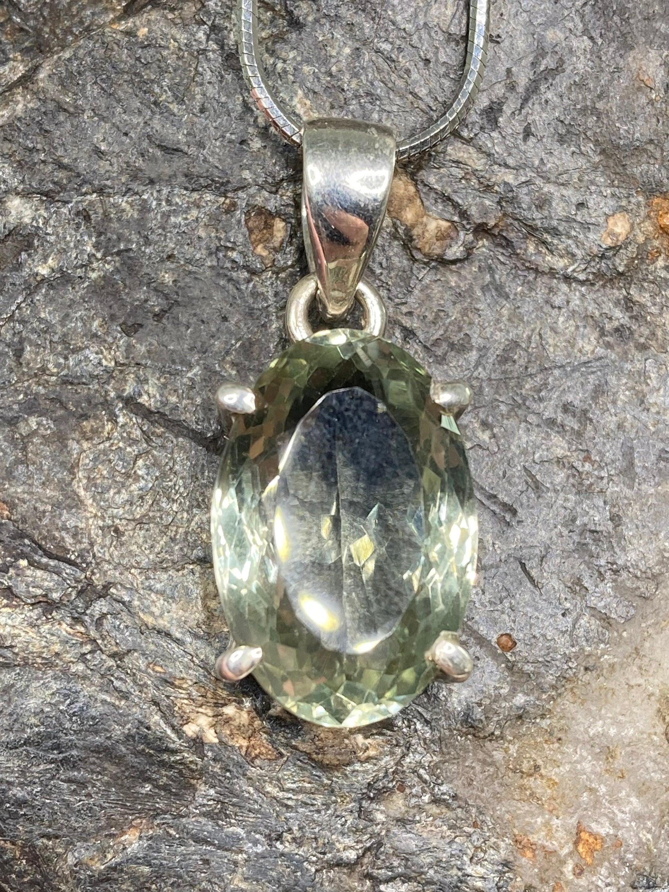 Green Amethyst (Prasiolite ) and Silver Pendant