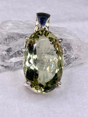 A Large Green Amethyst (Prasiolite ) and Silver Pendant