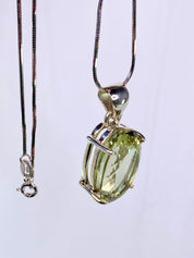 A Large Green Amethyst (Prasiolite ) and Silver Pendant