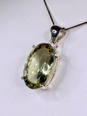 A Large Green Amethyst (Prasiolite ) and Silver Pendant