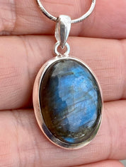 Blue Labradorite and Silver Pendant (M03)