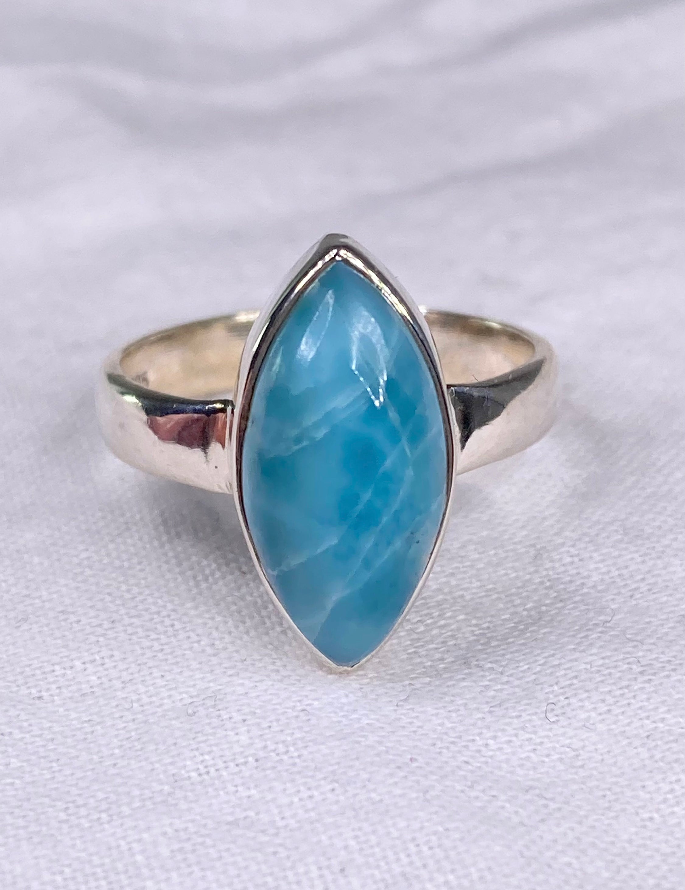 Dainty Larimar and Silver Ring