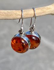 Amber Sterling Silver Drop Earrings