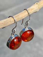 Amber Sterling Silver Drop Earrings