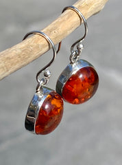 Amber Sterling Silver Drop Earrings