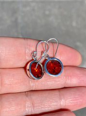 Amber Sterling Silver Drop Earrings