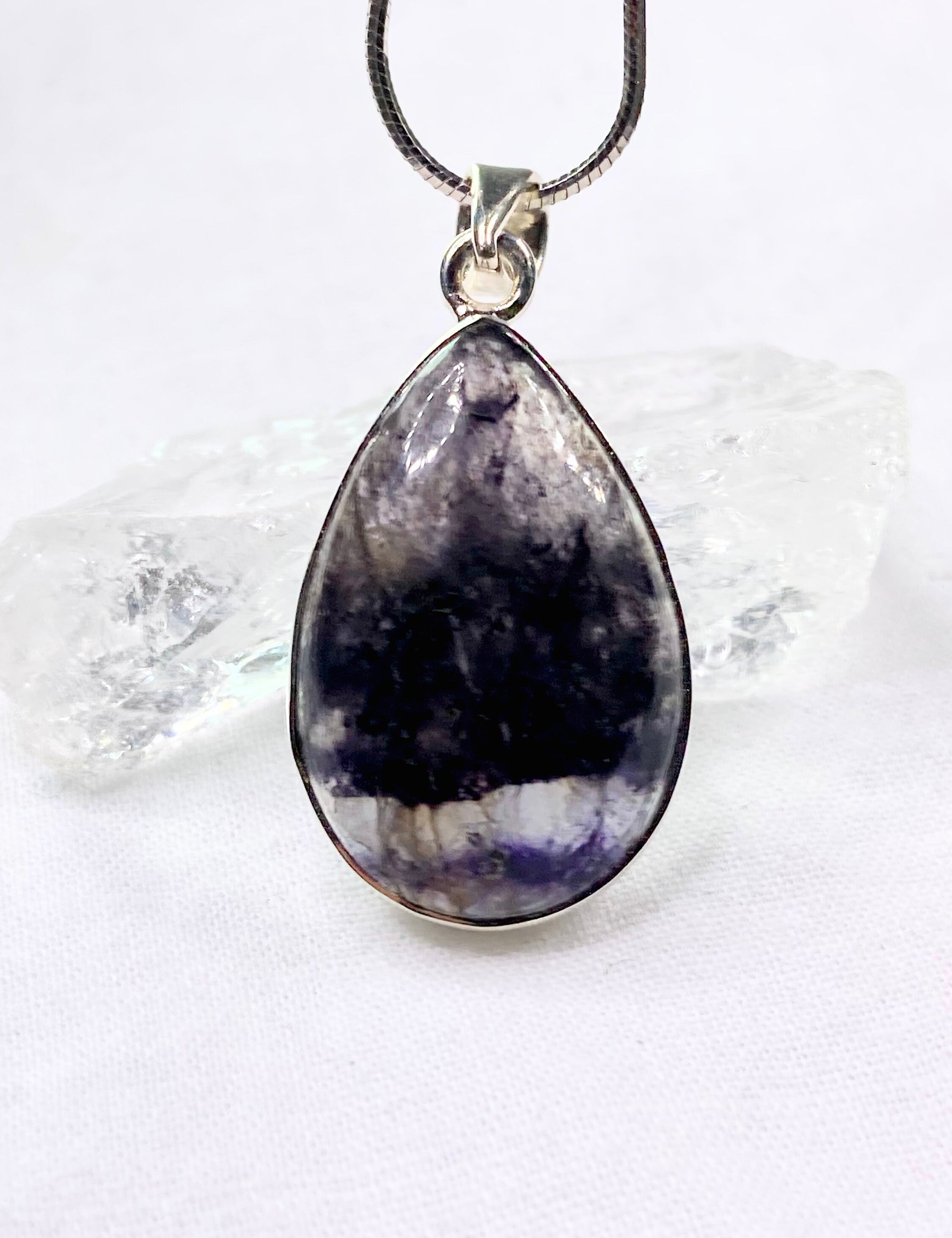 A Rare Blue John and Silver Pendant.