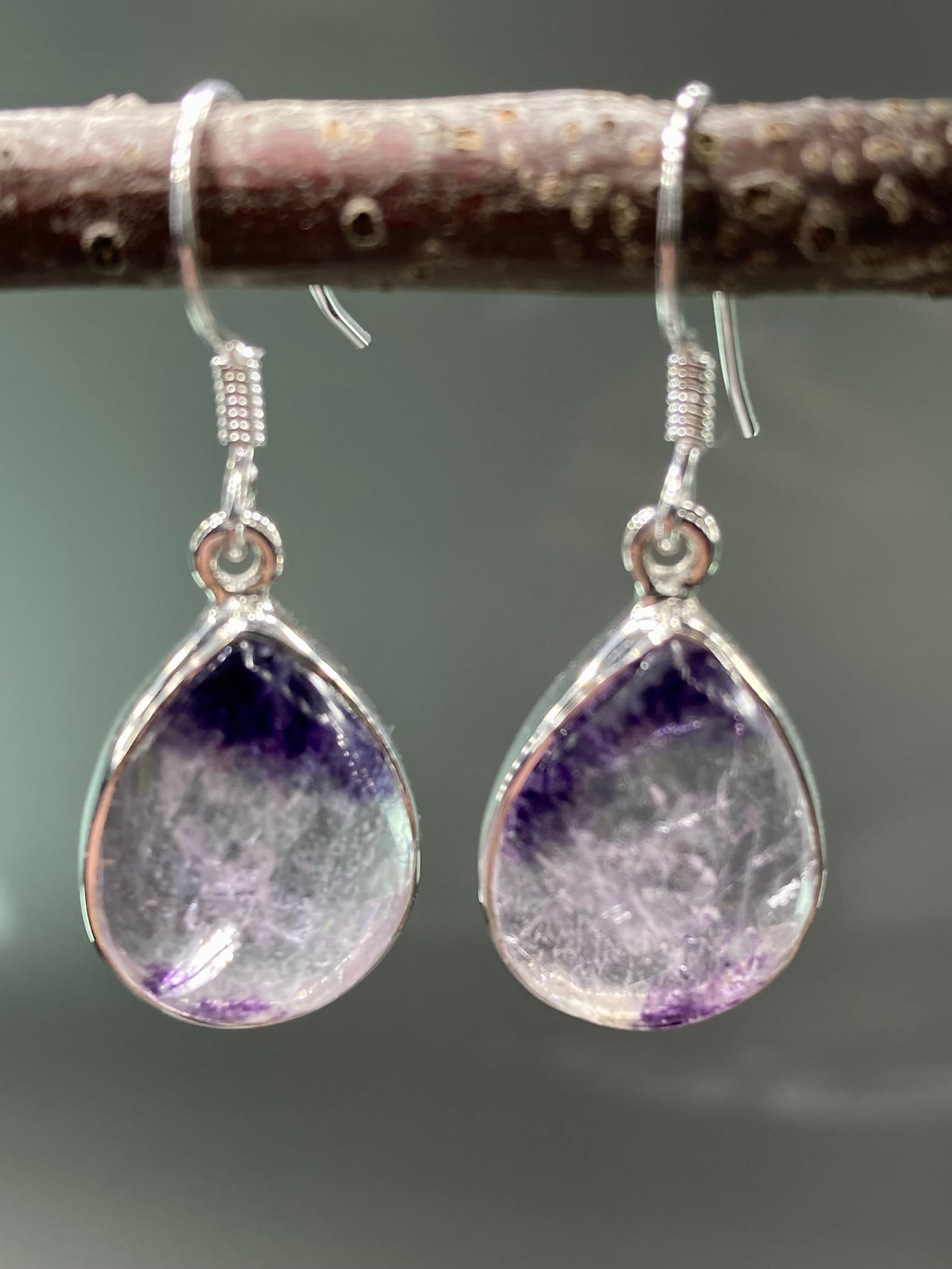 High Quality Blue John and Silver Drop Earrings