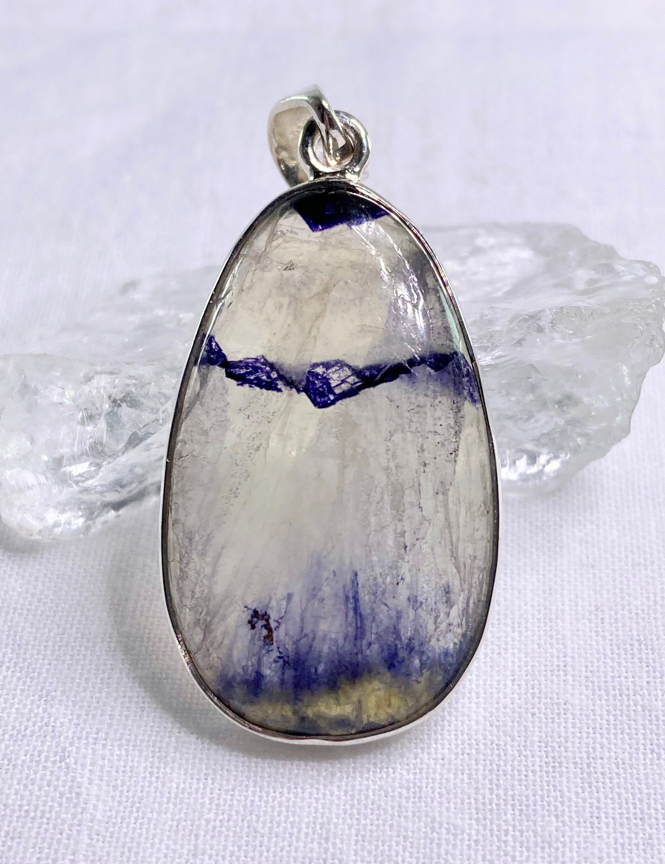 A Rare Blue John and Silver Pendant