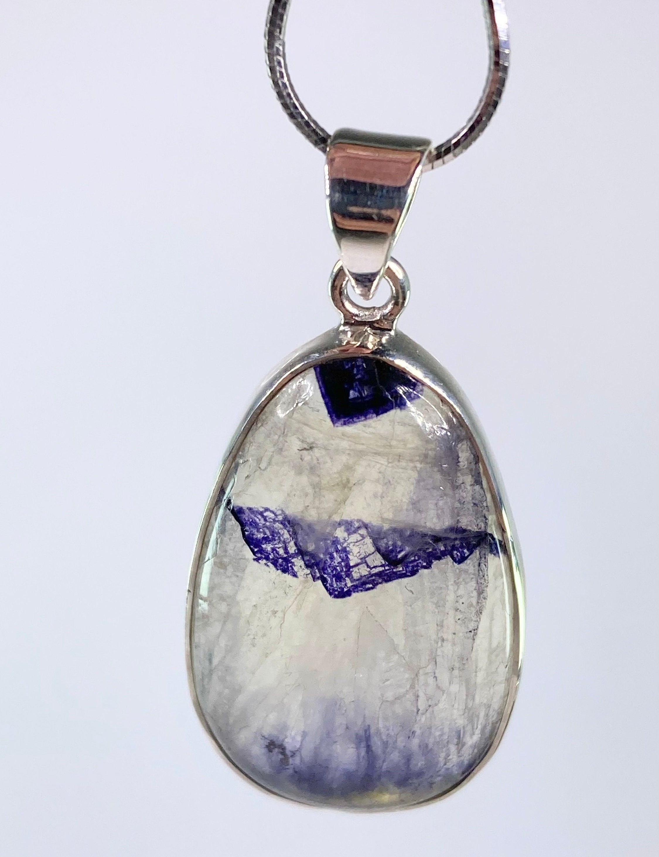 Blue John Silver Pendant - Extremely Rare