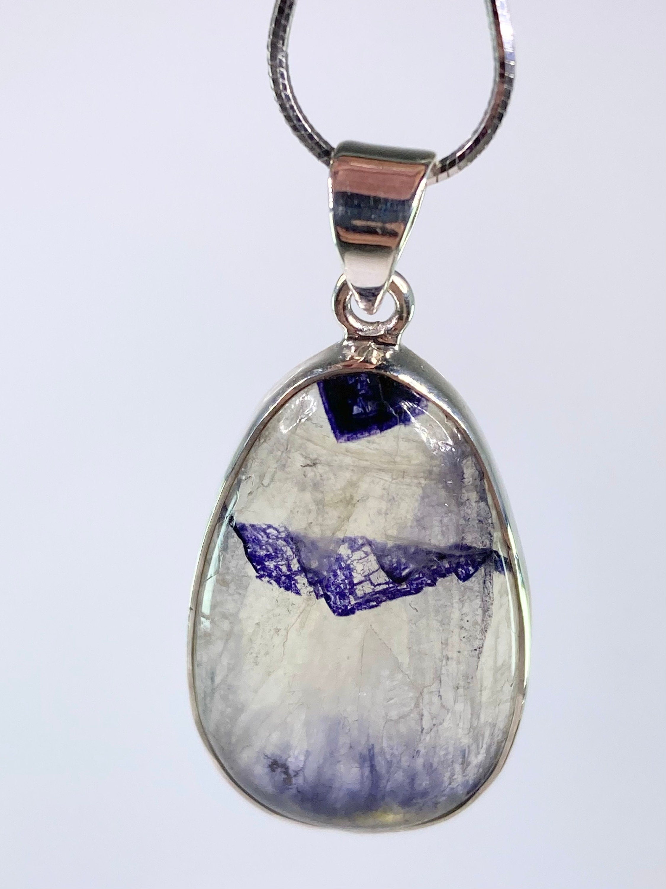 A Rare Blue John and Silver Pendant