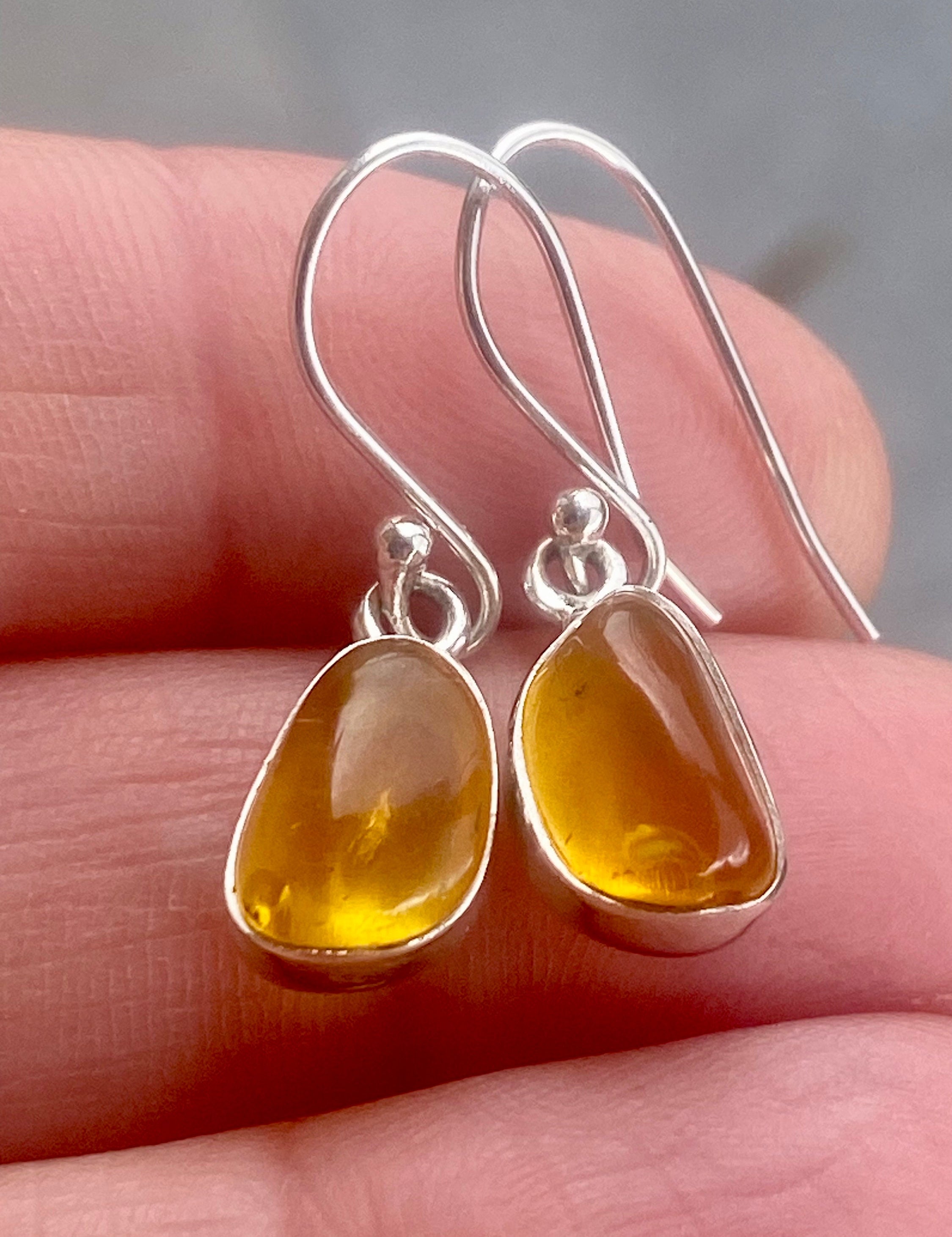 Baltic Amber Sterling Silver Drop Earrings