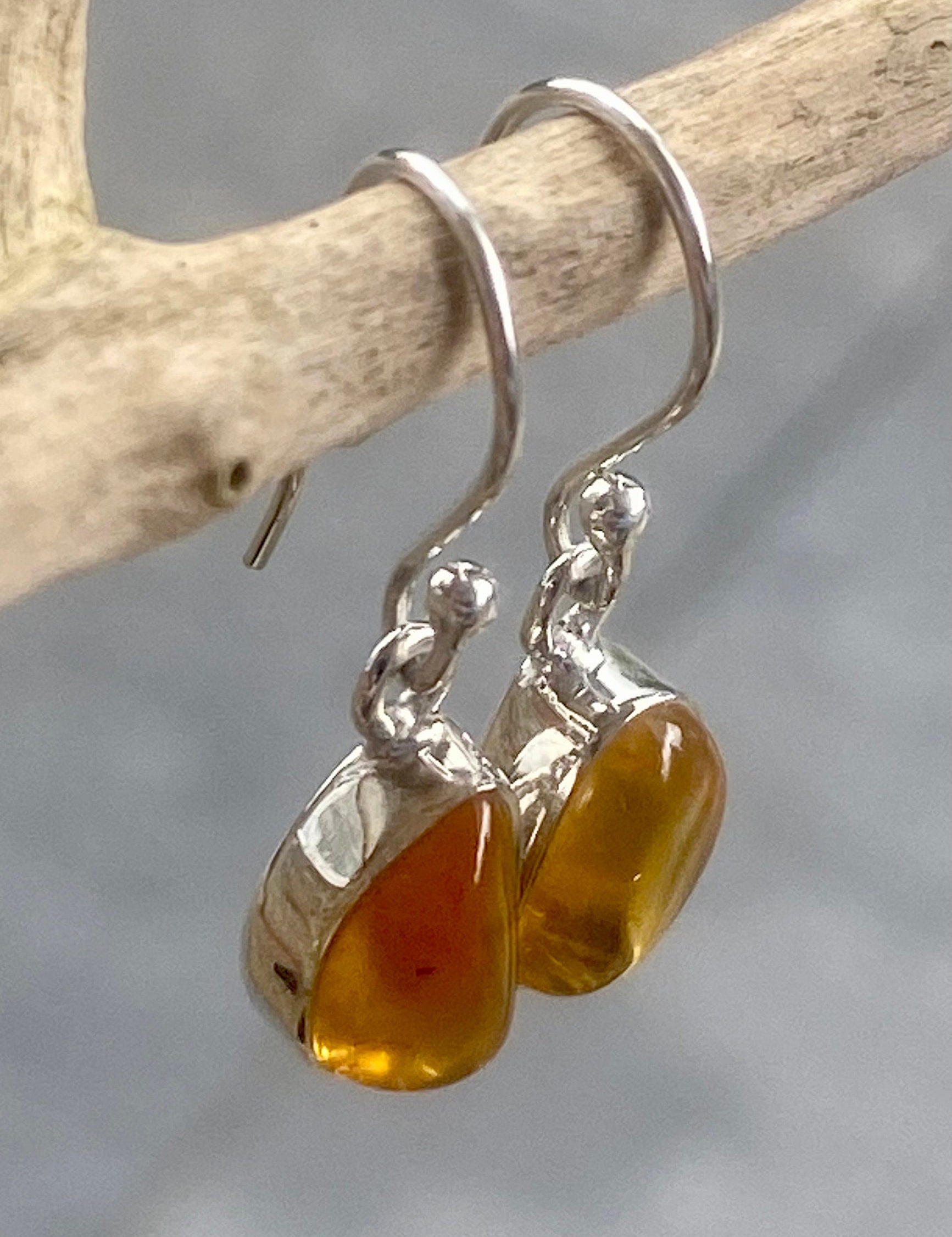 Baltic Amber Sterling Silver Drop Earrings