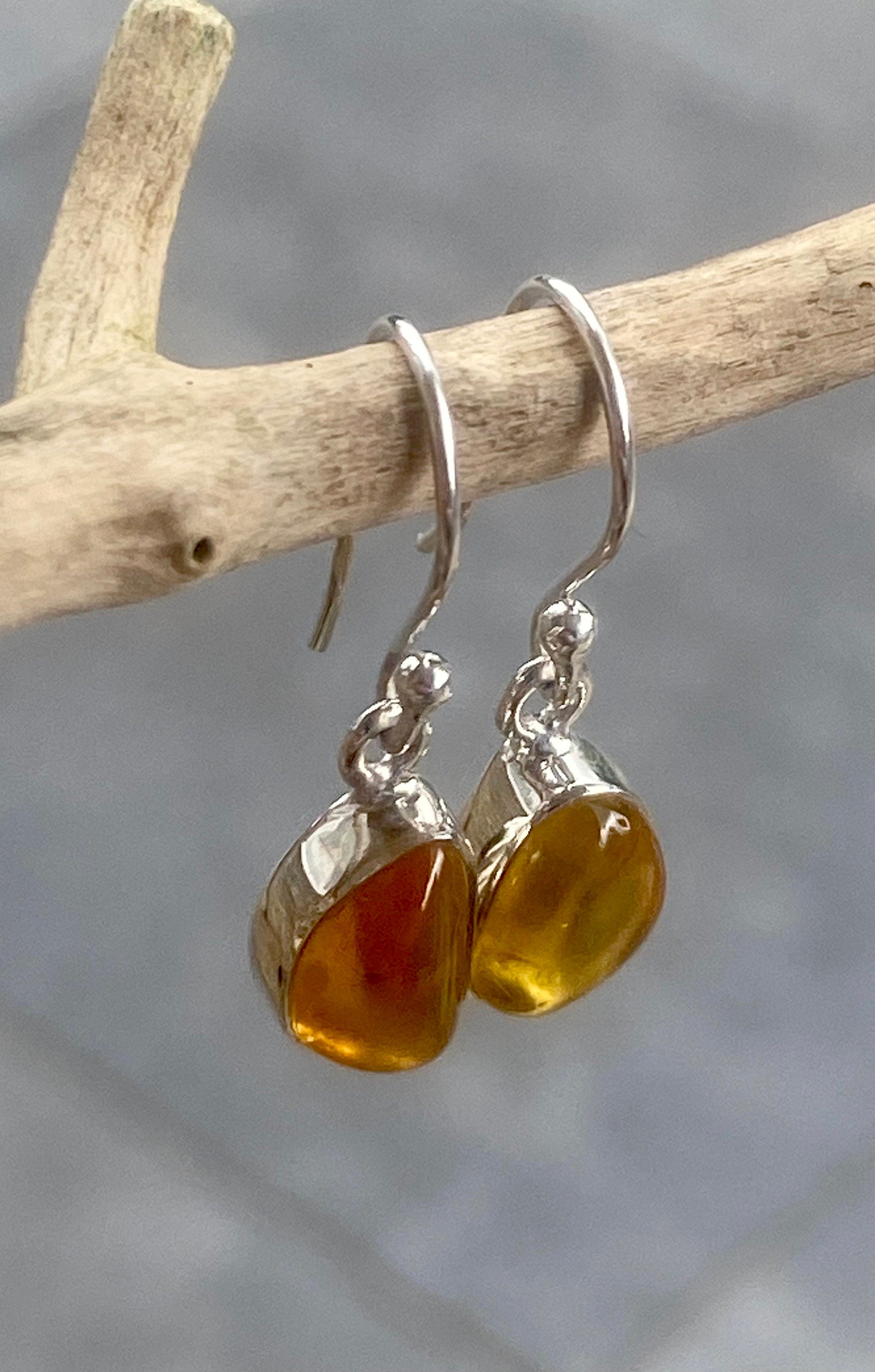 Baltic Amber Sterling Silver Drop Earrings