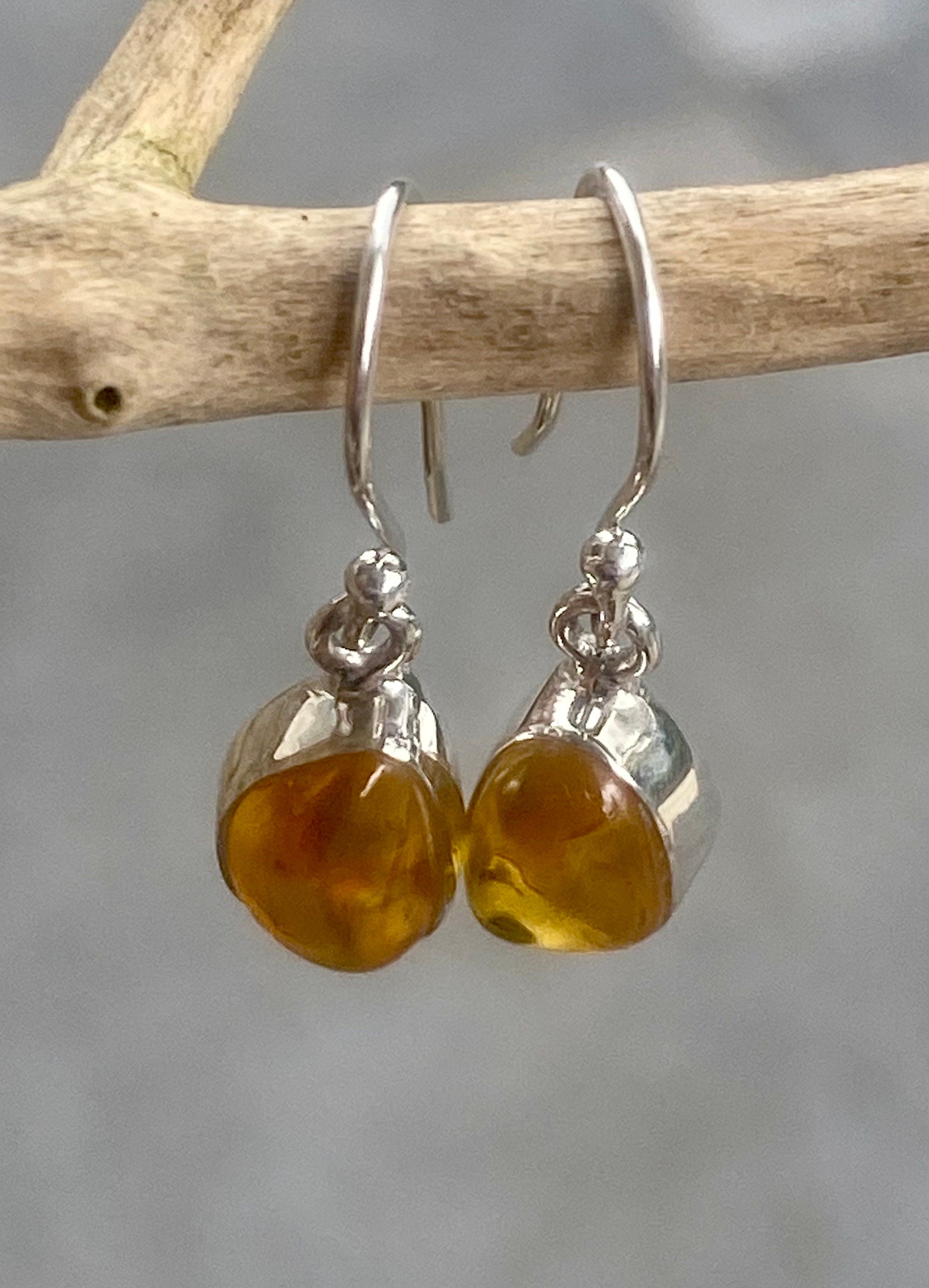 Baltic Amber Sterling Silver Drop Earrings