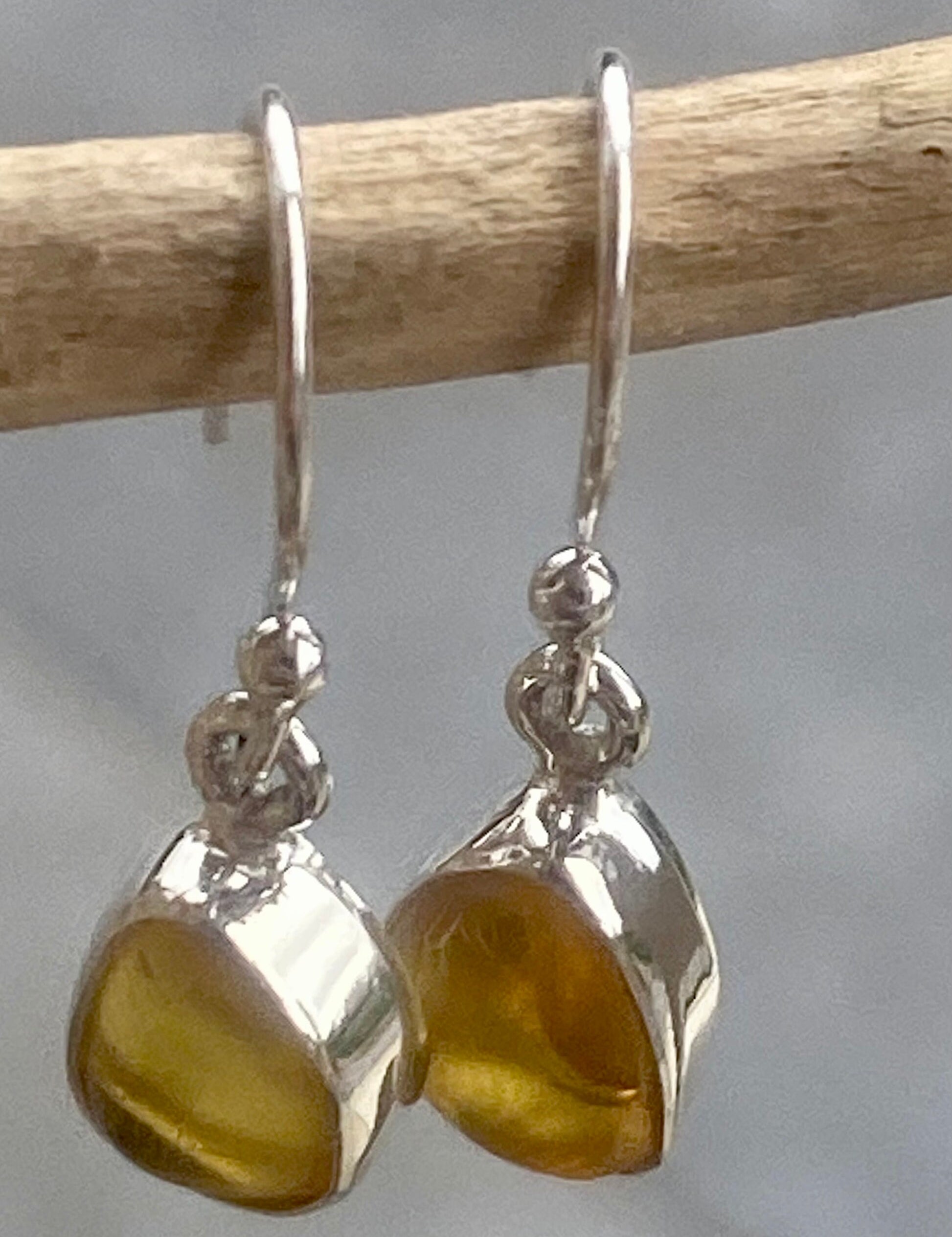 Baltic Amber Sterling Silver Drop Earrings