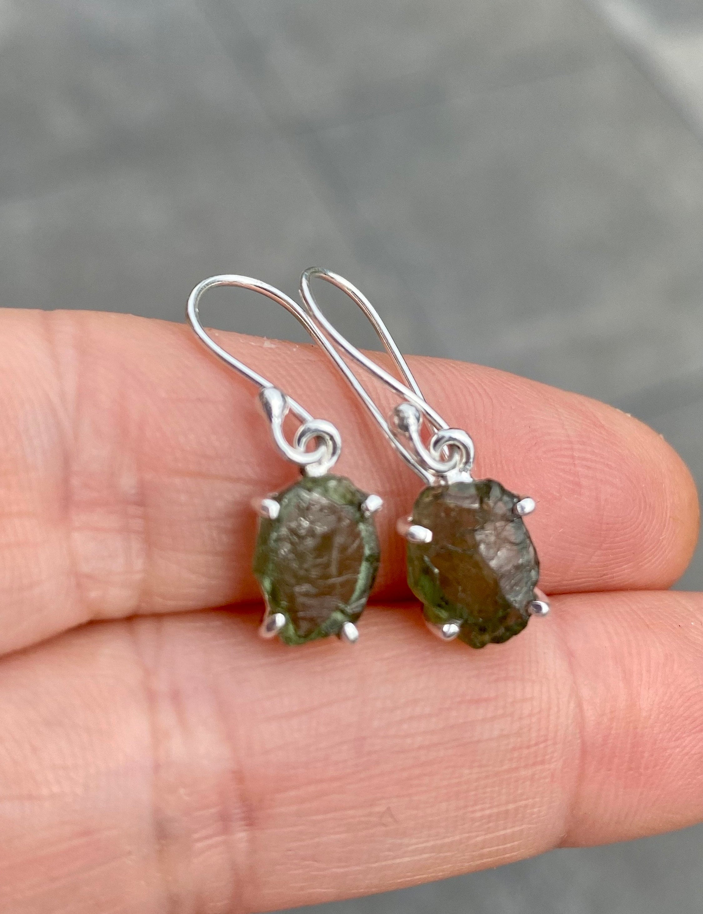 Green Apatite and 925 Silver Drop Earrings